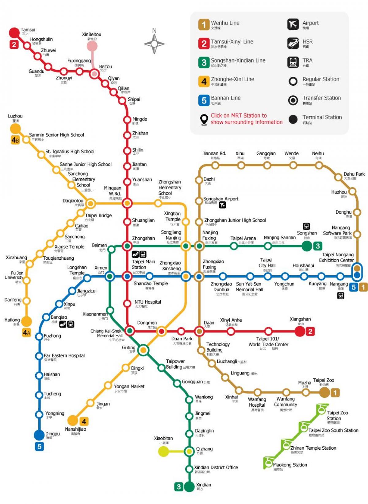 Dworca kolejowego w Tajpej mapie