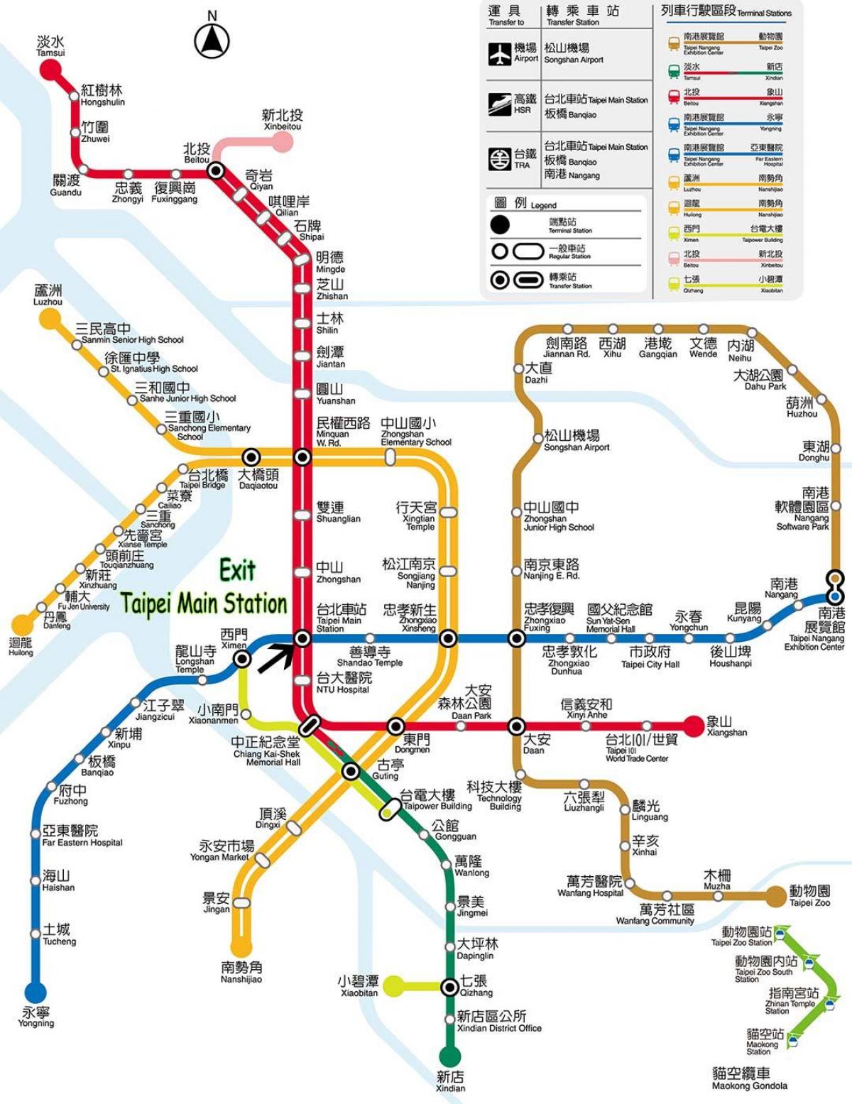 mapa dworca kolejowego w Tajpej 