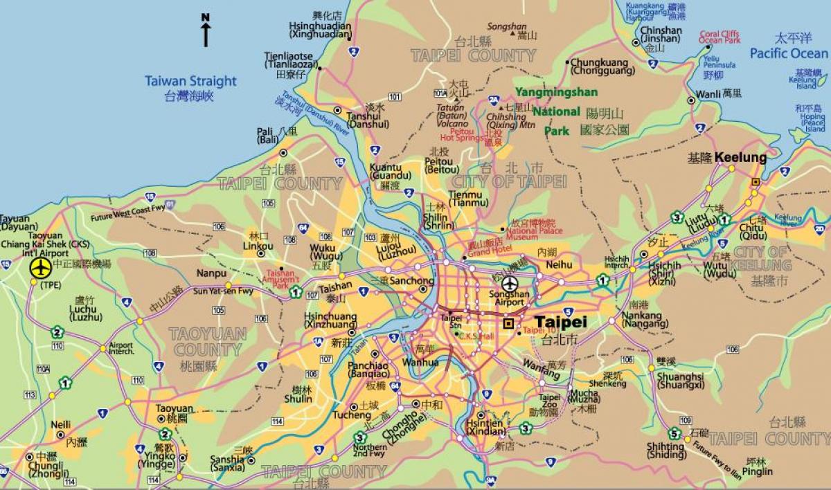Mapa w centrum miasta Taipei 