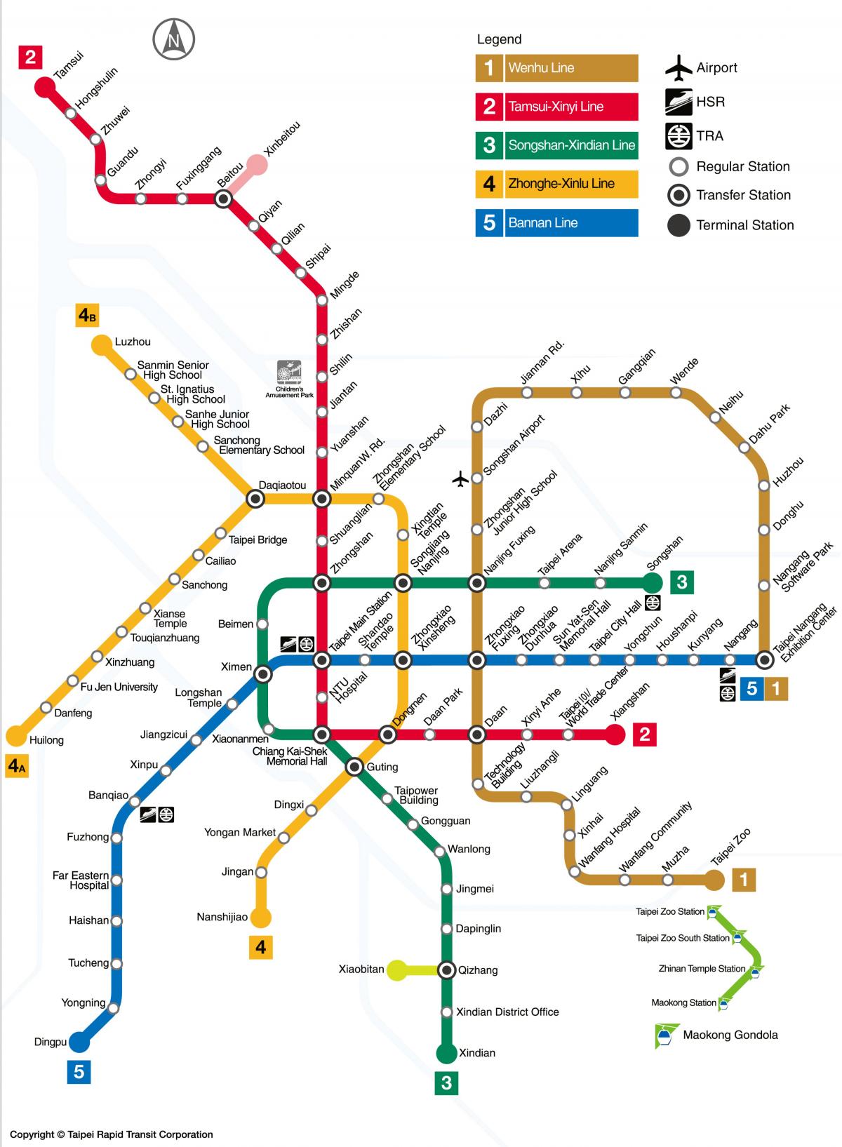 Linia Тайбэйского metra mapa