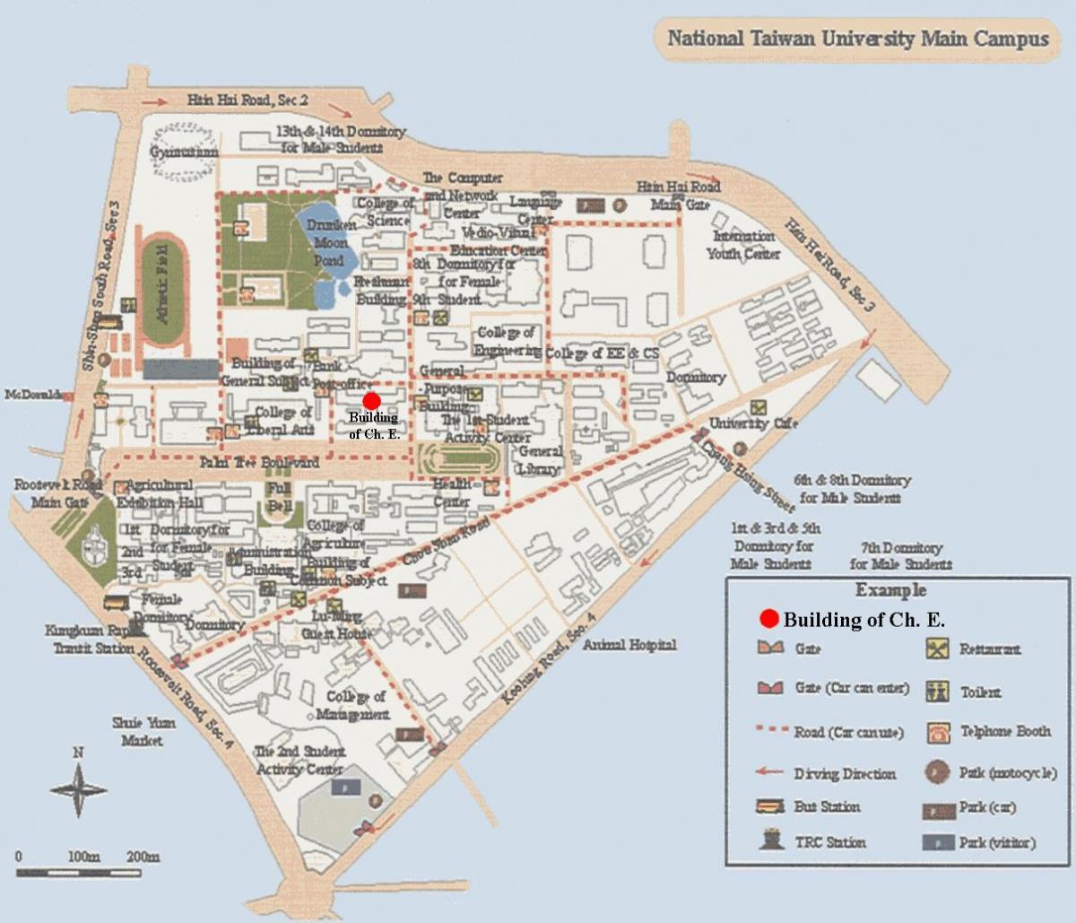 tajwański mapę kampusu uniwersytetu 