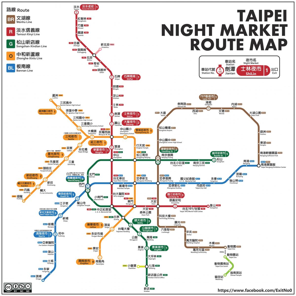 mapa Tajpej nocny targ