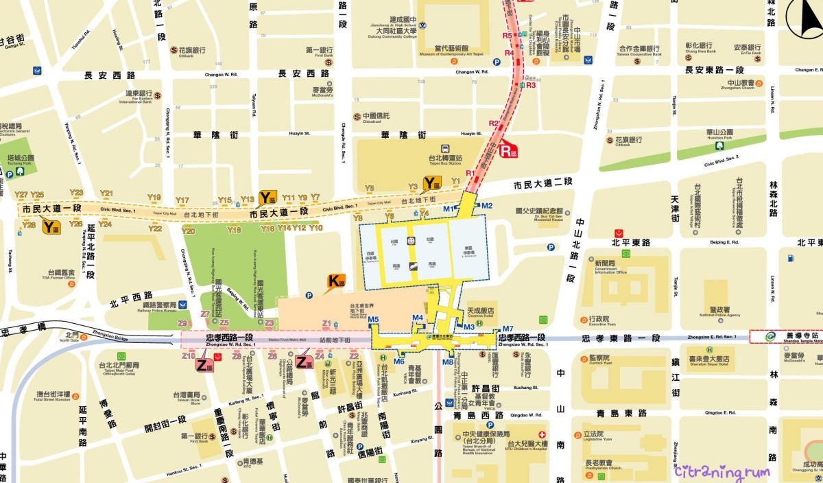 mapa Tajpej podziemne centrum handlowe