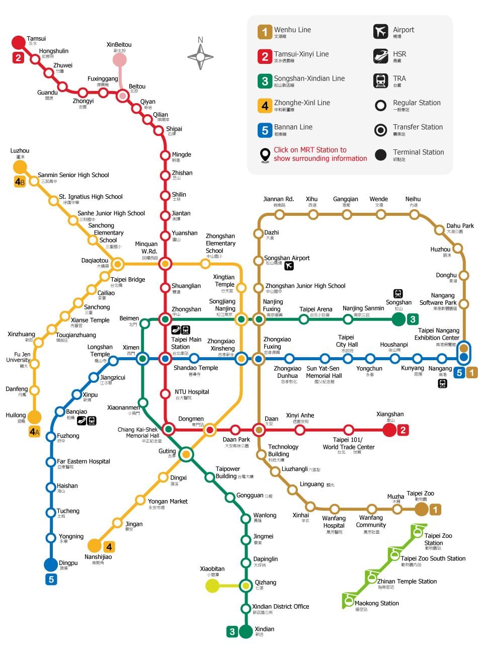 Stacji metra Taipei mapie
