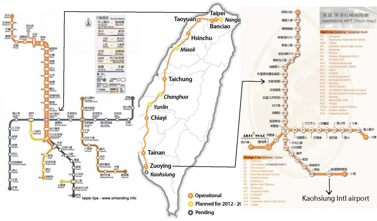 mapa Tajpej szybkiej kolei