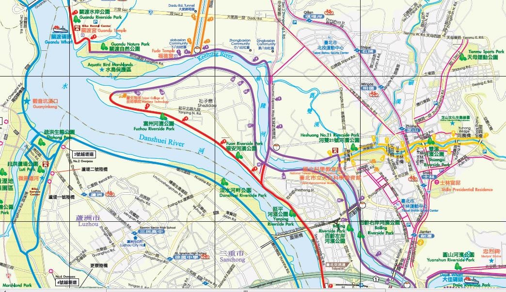 mapa sposób Taipei rower