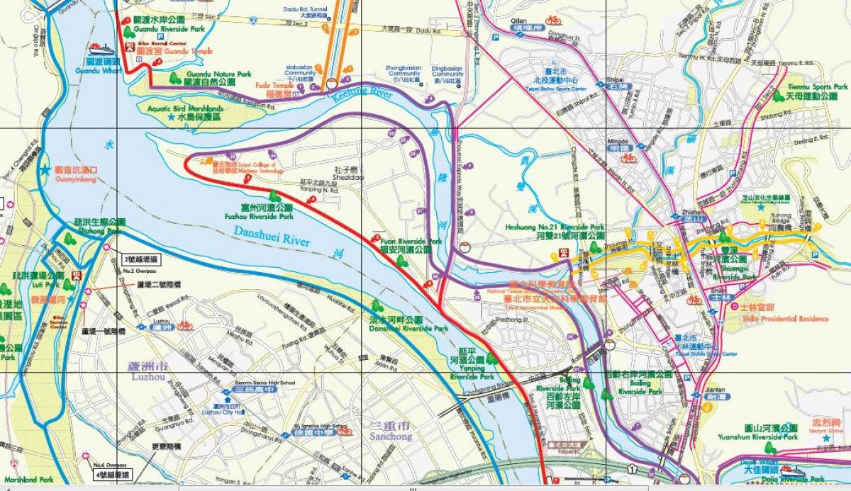 mapa sposób Taipei rower 