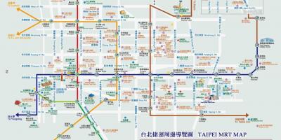 Mapa Tajpej MRT z atrakcji turystycznych